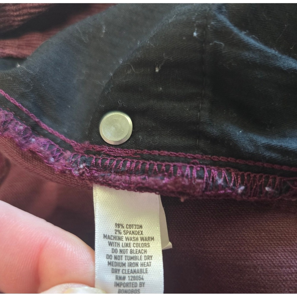 Bonobos Slim Fit Corduroy Pants Mens 35x32 Burgundy Purple 5-Pocket Trousers - Picture 9 of 9